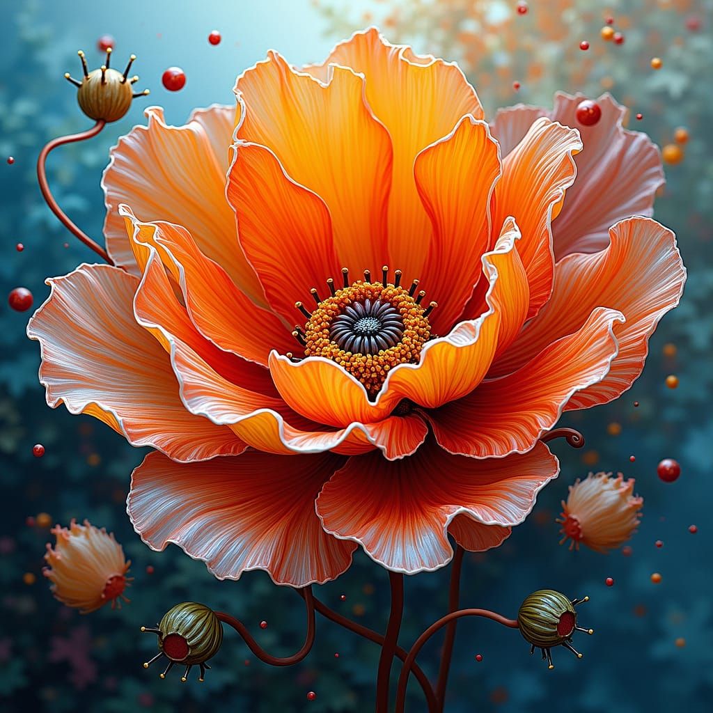 Surreal Glass Flower Art in Abstract Style