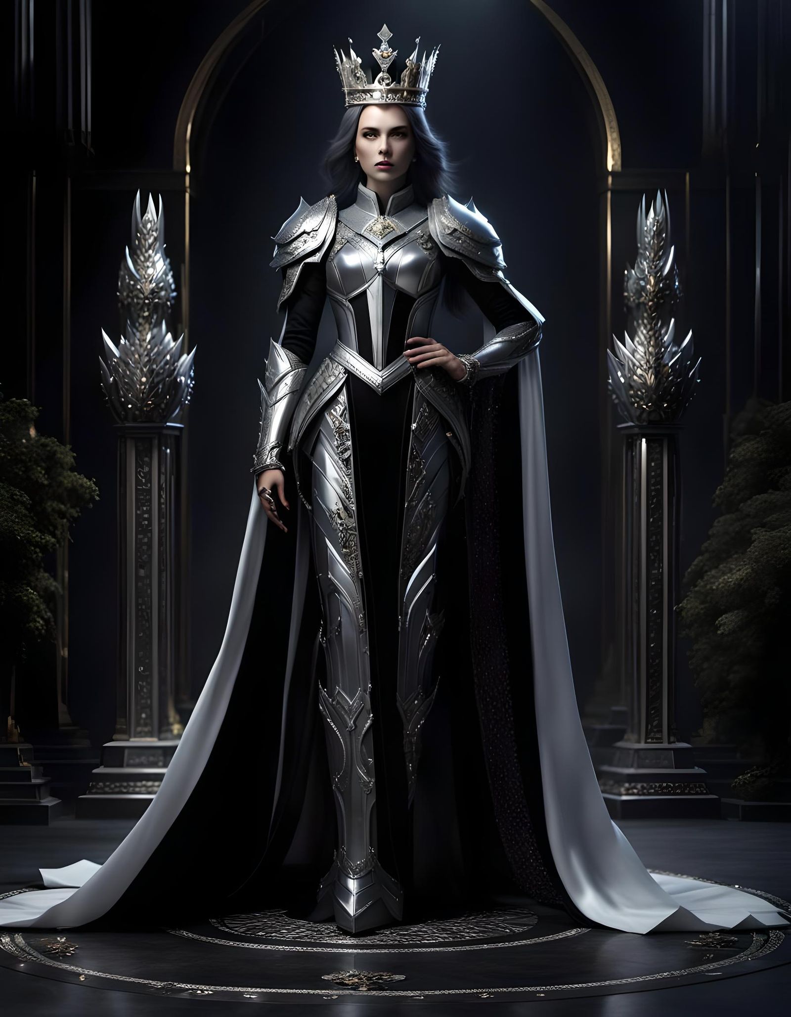 Armored Queen Portrait in Dark Fantasy Style