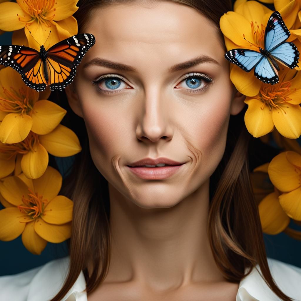 Honeysuckle and Butterfly: Professional Studio Portrait
