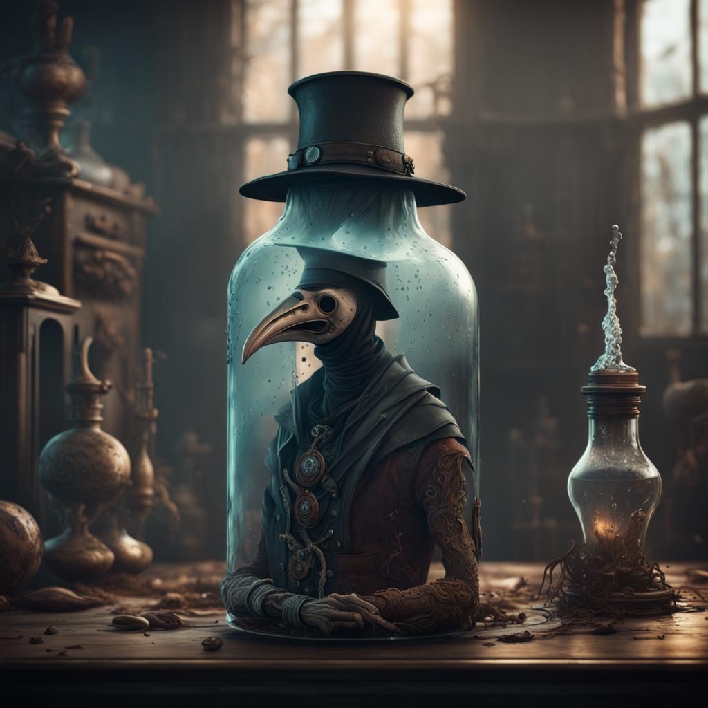 Plague Doctor Trapped: Detailed Matte Painting