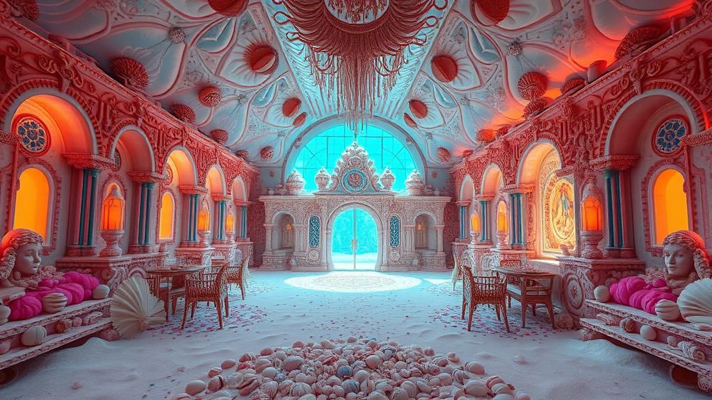 Underwater Sand Palace with Shells, Digital Art