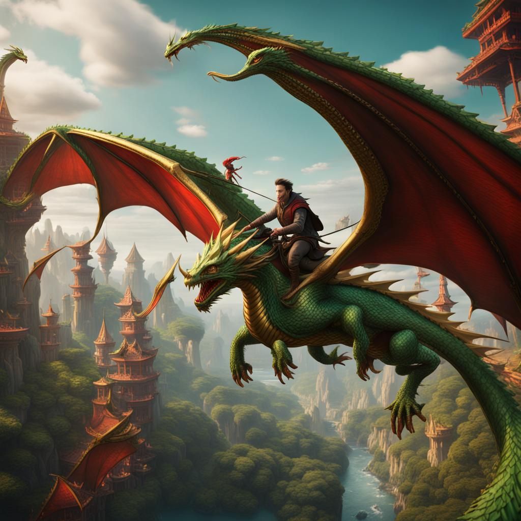 People Riding Flying Dragons: Fantasy Concept Art