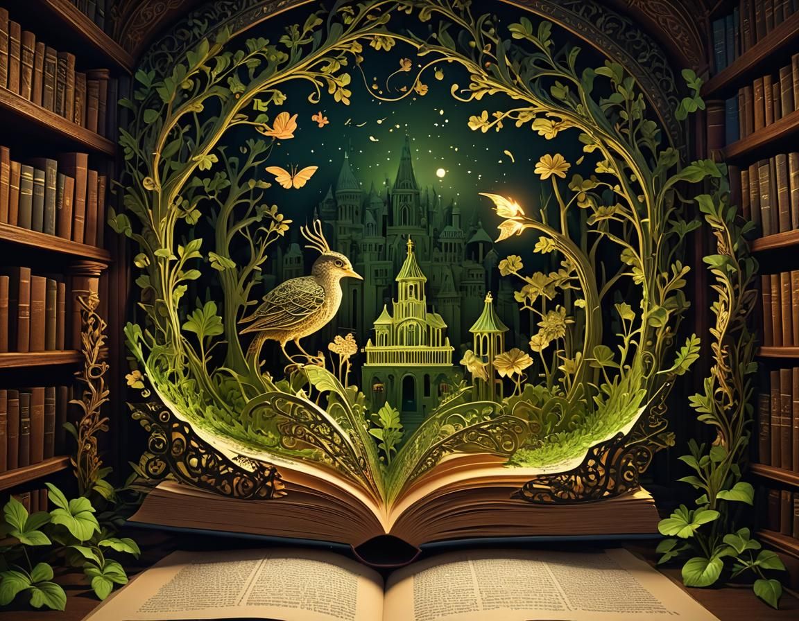 Fairytale Shadow Puppet Show in Dark Library