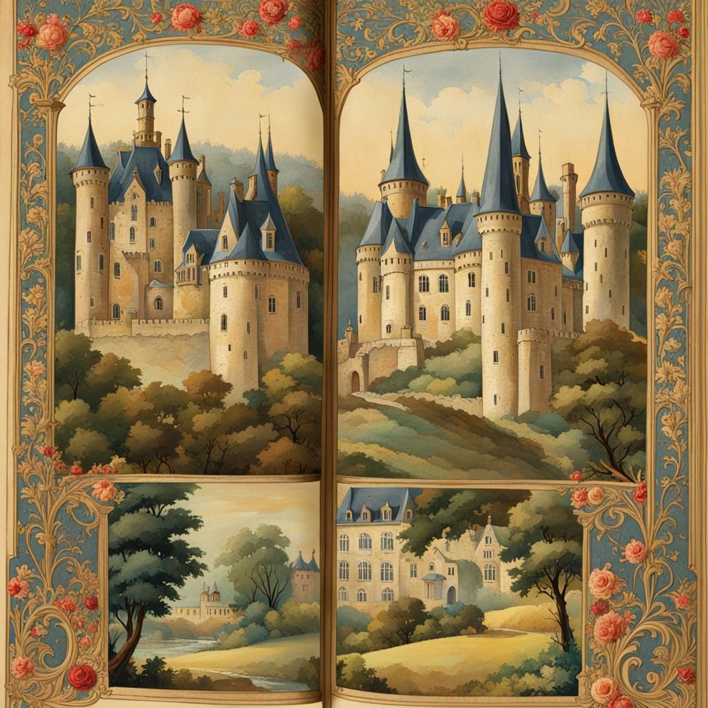 Illuminated Manuscript Page with Medieval Scene