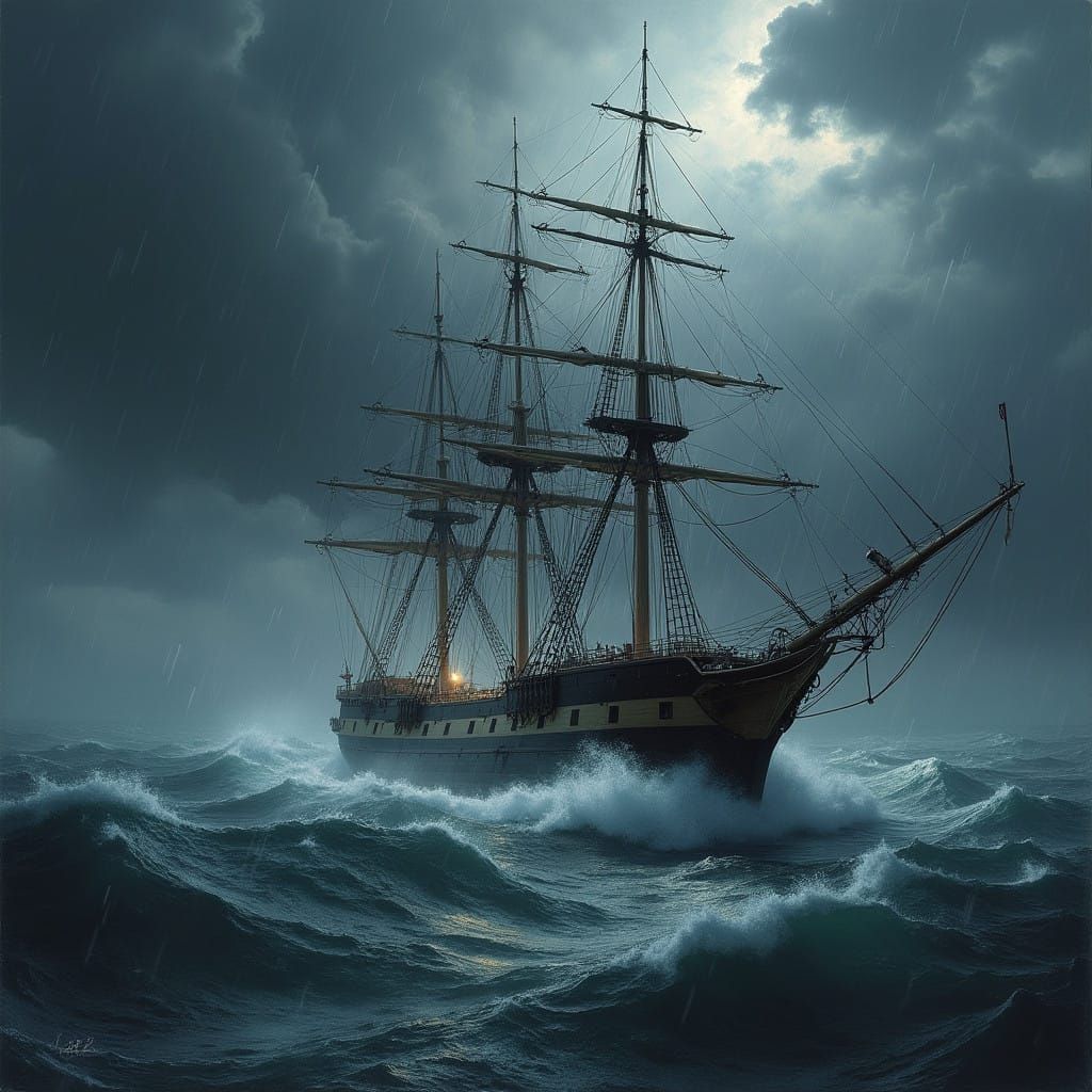 Dramatic USS Constitution Battles Treacherous Stormy Seas in...