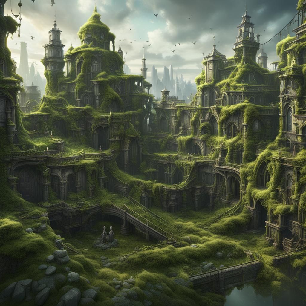Overgrown City: Detailed Matte Painting in Unreal Engine