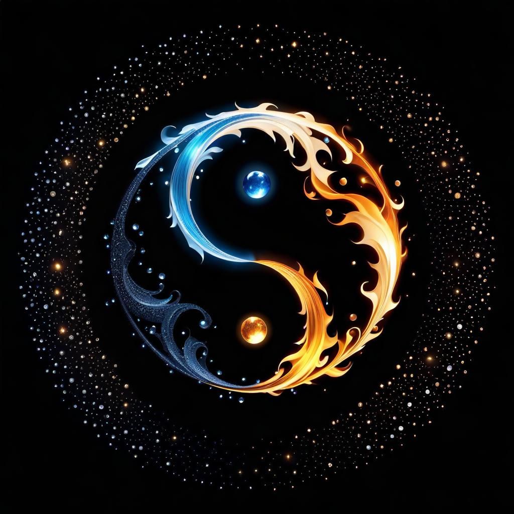 Yin Yang Water and Fire with Hanging Stars