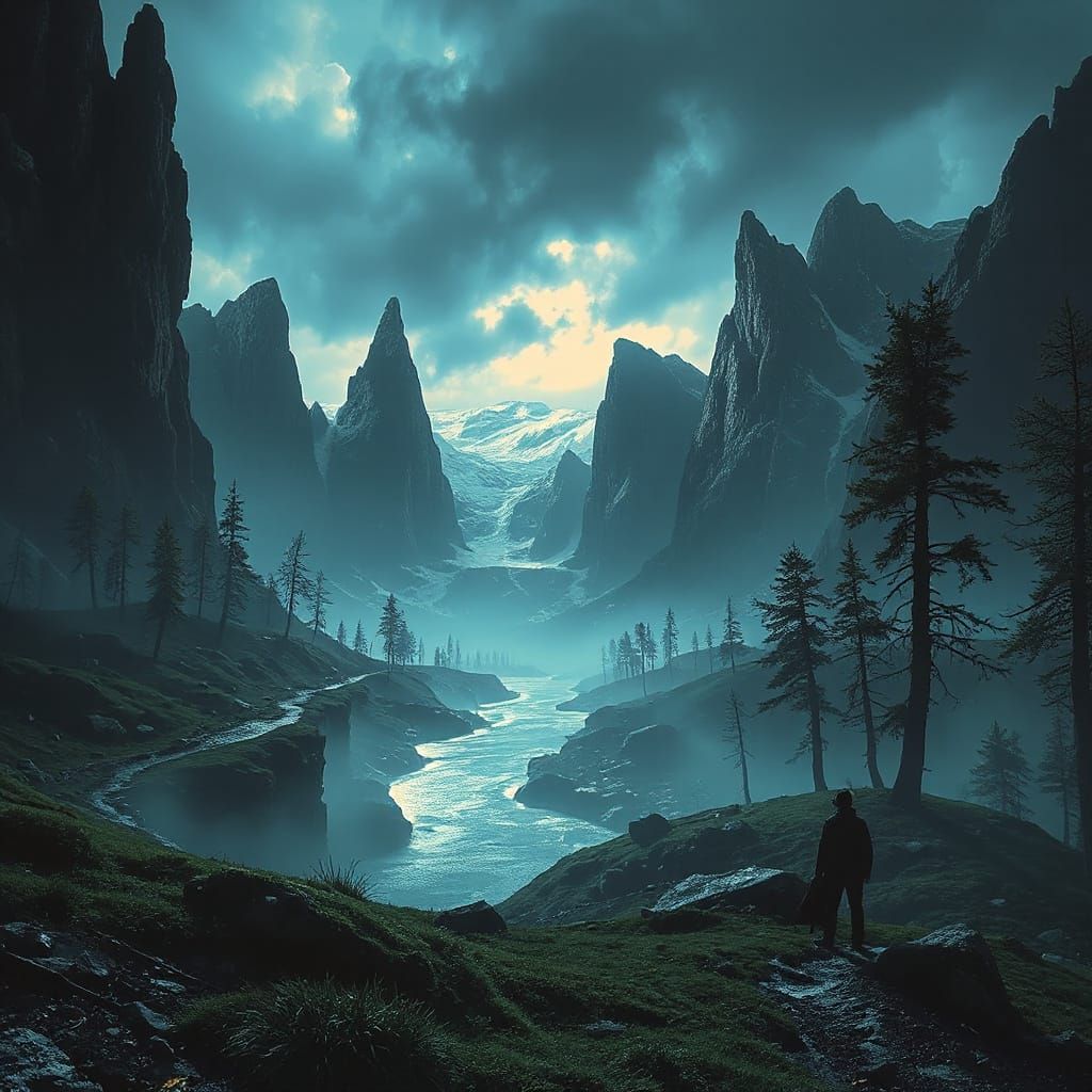 Mystical Landscape with Towering Trees: Utopian Visions