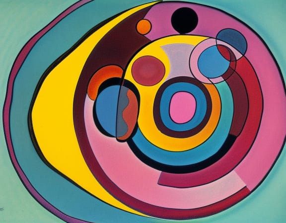 Colorful Concentric Circles in Mid-Century Modern Style