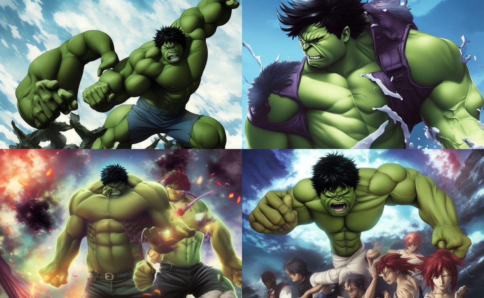 Hulk Rages: Anime-Style Comic Book Art