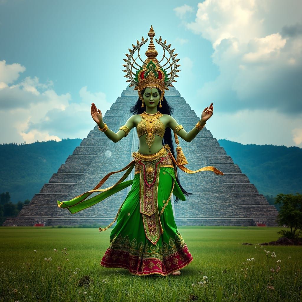 Tantric Goddess of Green Tara in a Vibrant Dance
