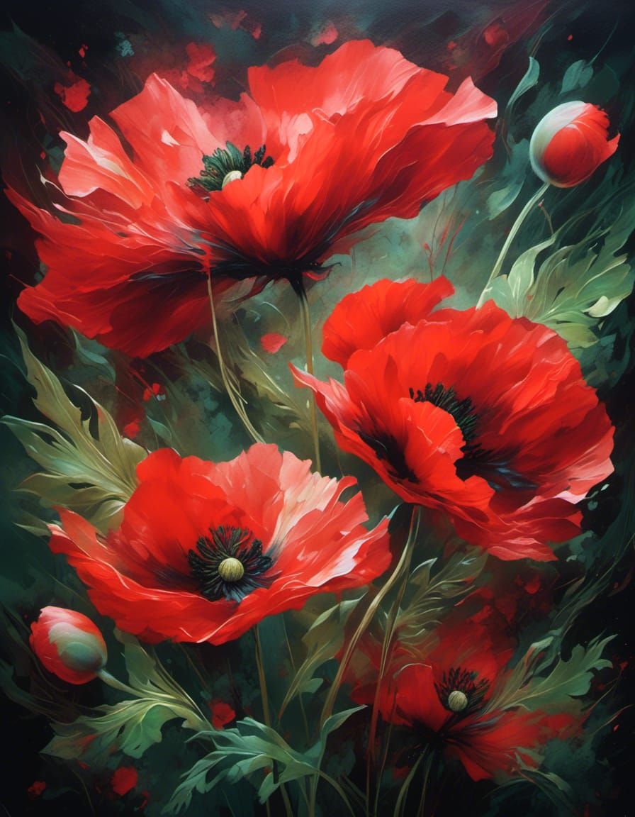 Exotic Poppy in Dreamy Romantic Realism