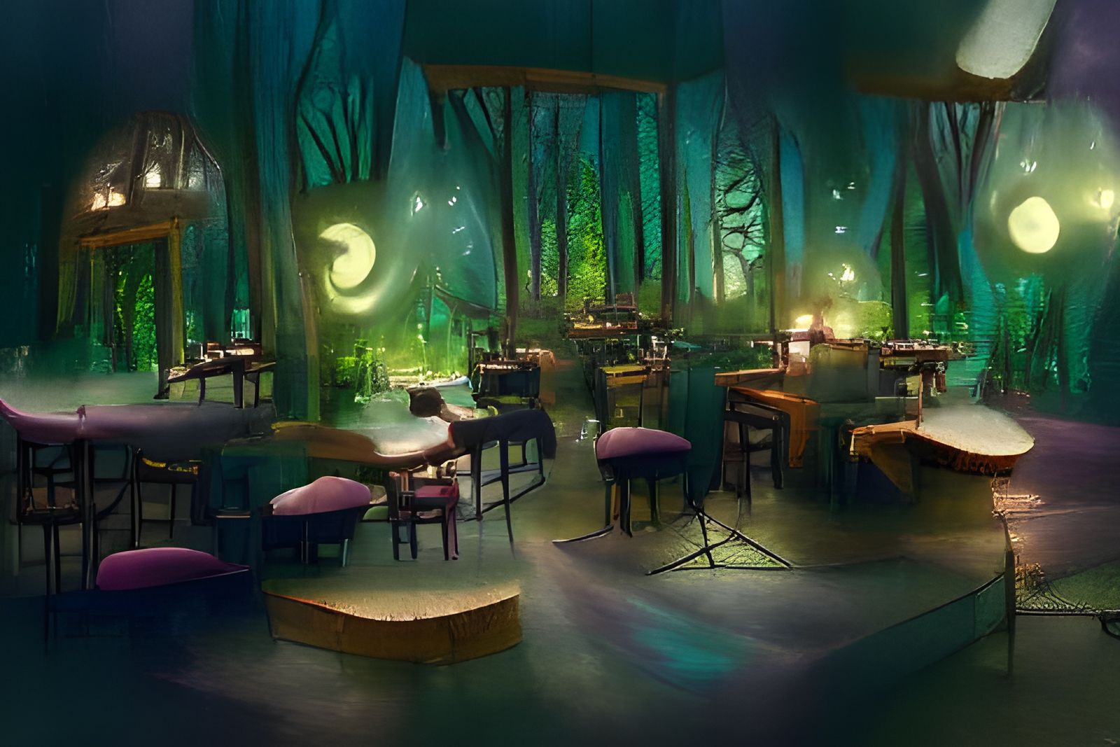 Forest Fantasy Concept Art in Night Cafe Style