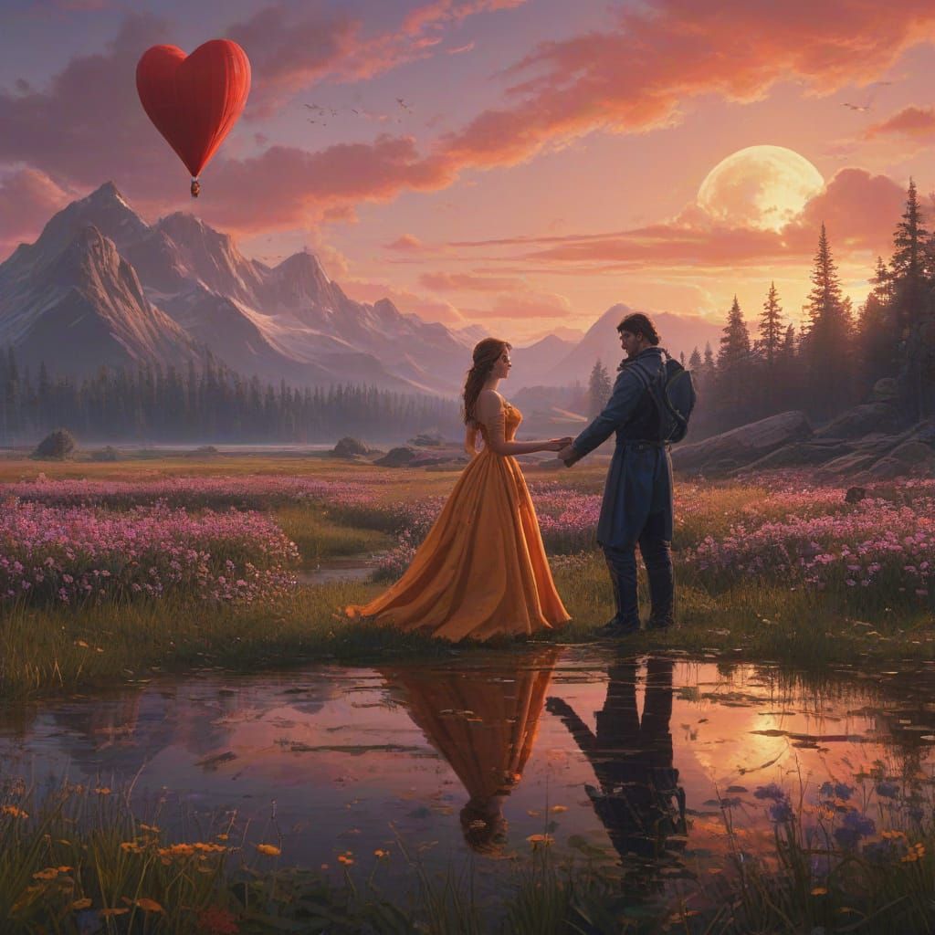 Dreamy Love Symbol Valentine's Day Card in Whimsical High-Fa...