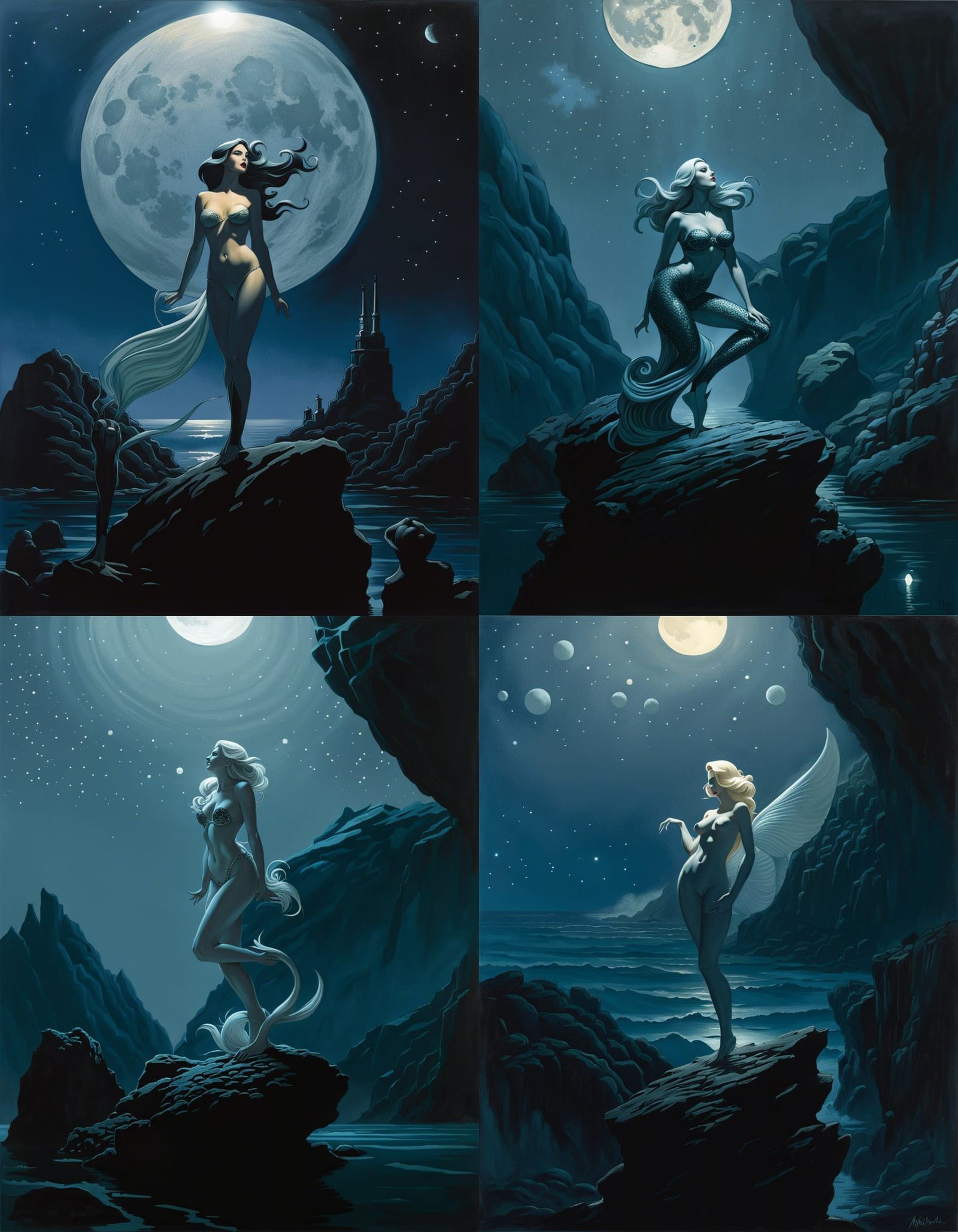 Gothic Mermaid Goddess in Adam Hughes Style