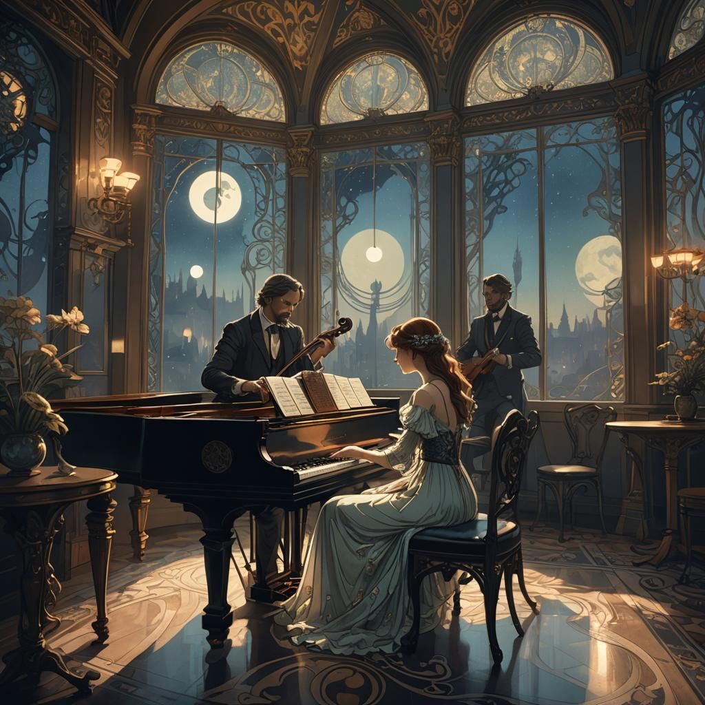 Ghostly Cafe Concert in Art Nouveau Style