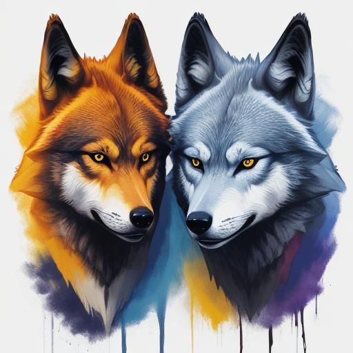 Abstract Wolves in Complementary Colors