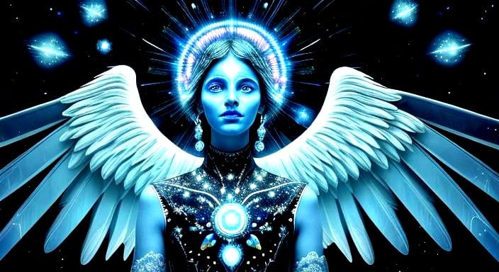 Cosmic Surrealism: Winged Angel in Starry Universe