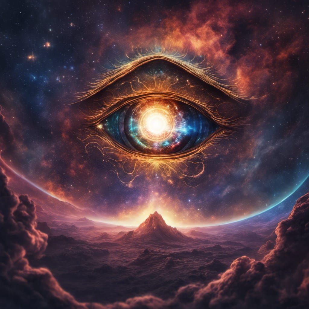Cosmic Eye in Space Nebula: Digital Matte Painting