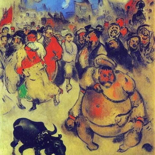 Frog Observer: A Korovin and Chagall Inspired Battle Scene