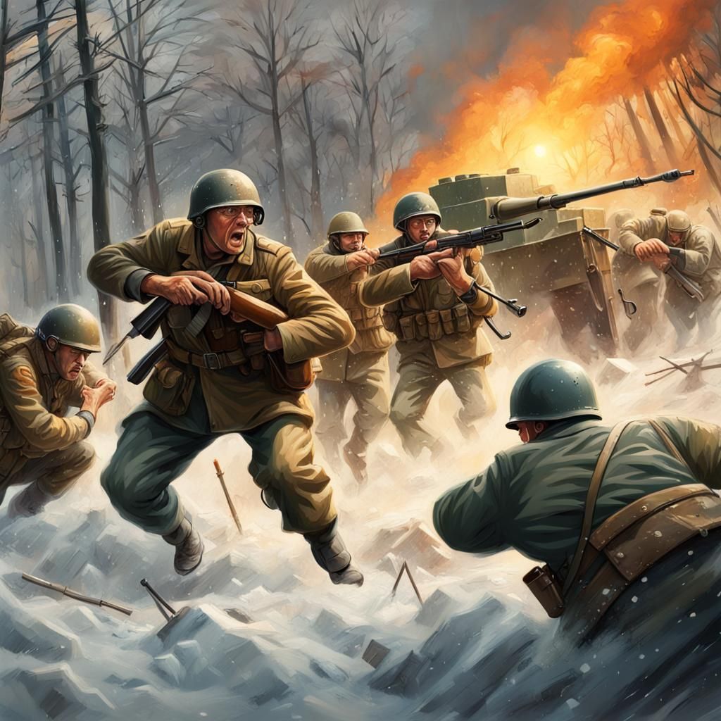 World War II Battle of Bulge: Surreal Scene
