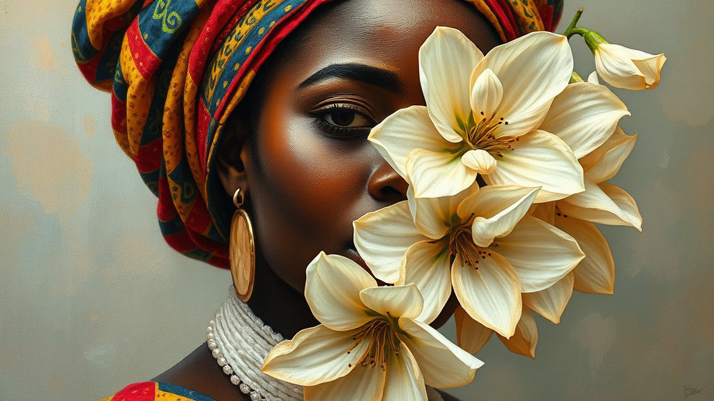 African Woman in Whimsical Floral Attire