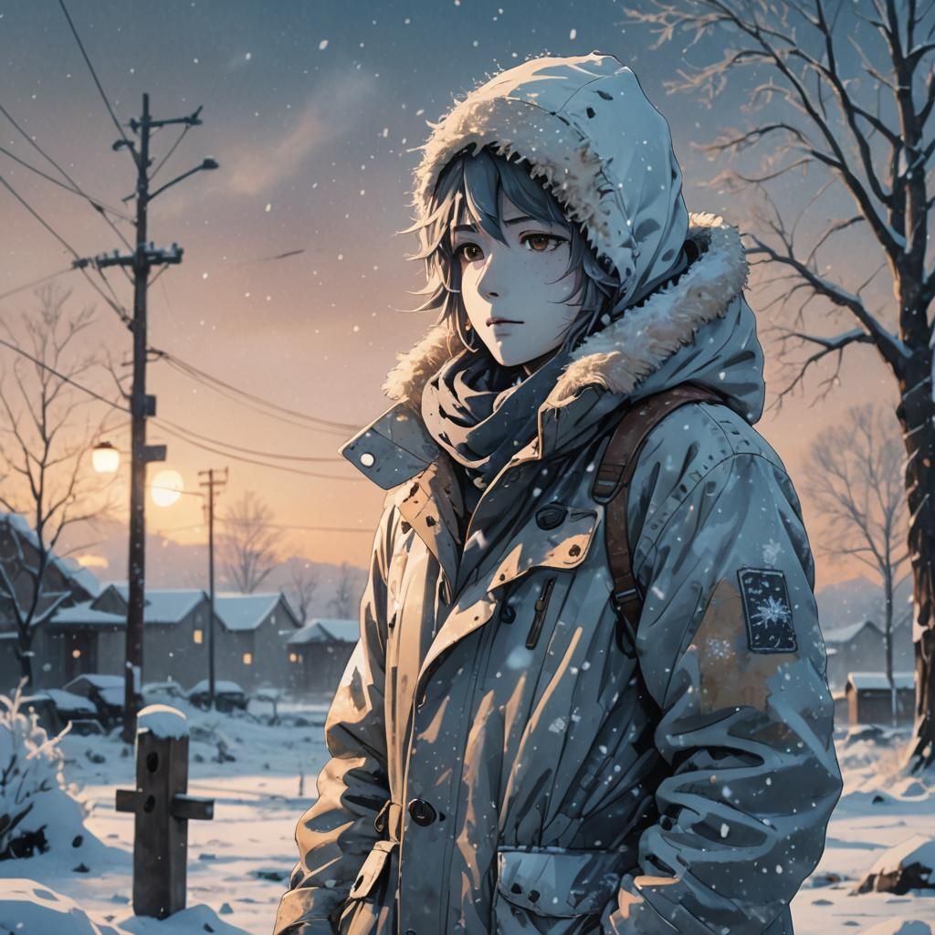 Post-Apocalyptic Winter Anime Snow Person