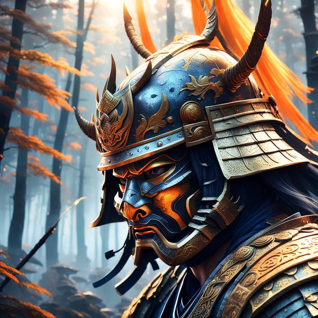 Samurai in Mystical Forest: Fantasy Matte Painting