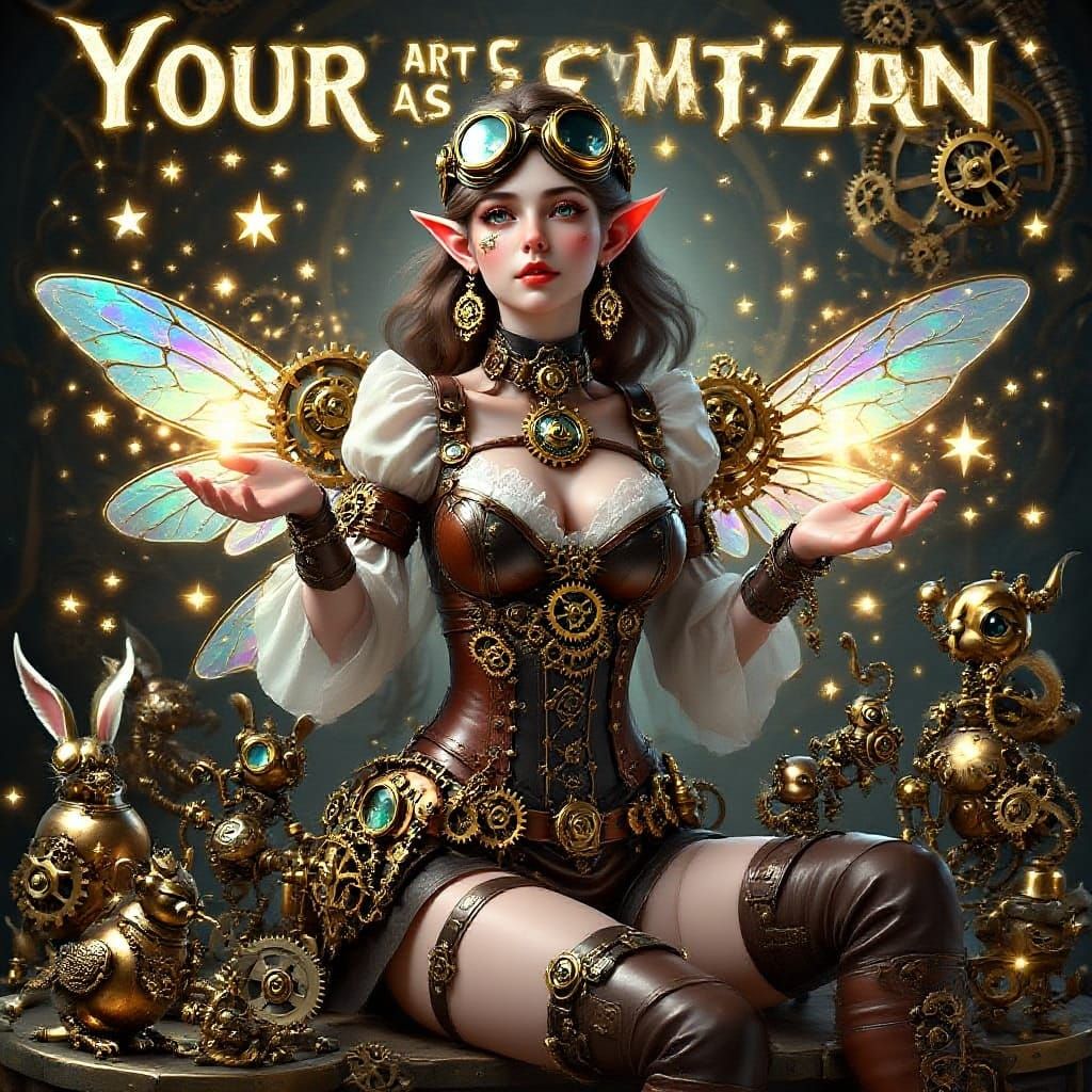 Steampunk Elf in Enchanted Clockwork Forest