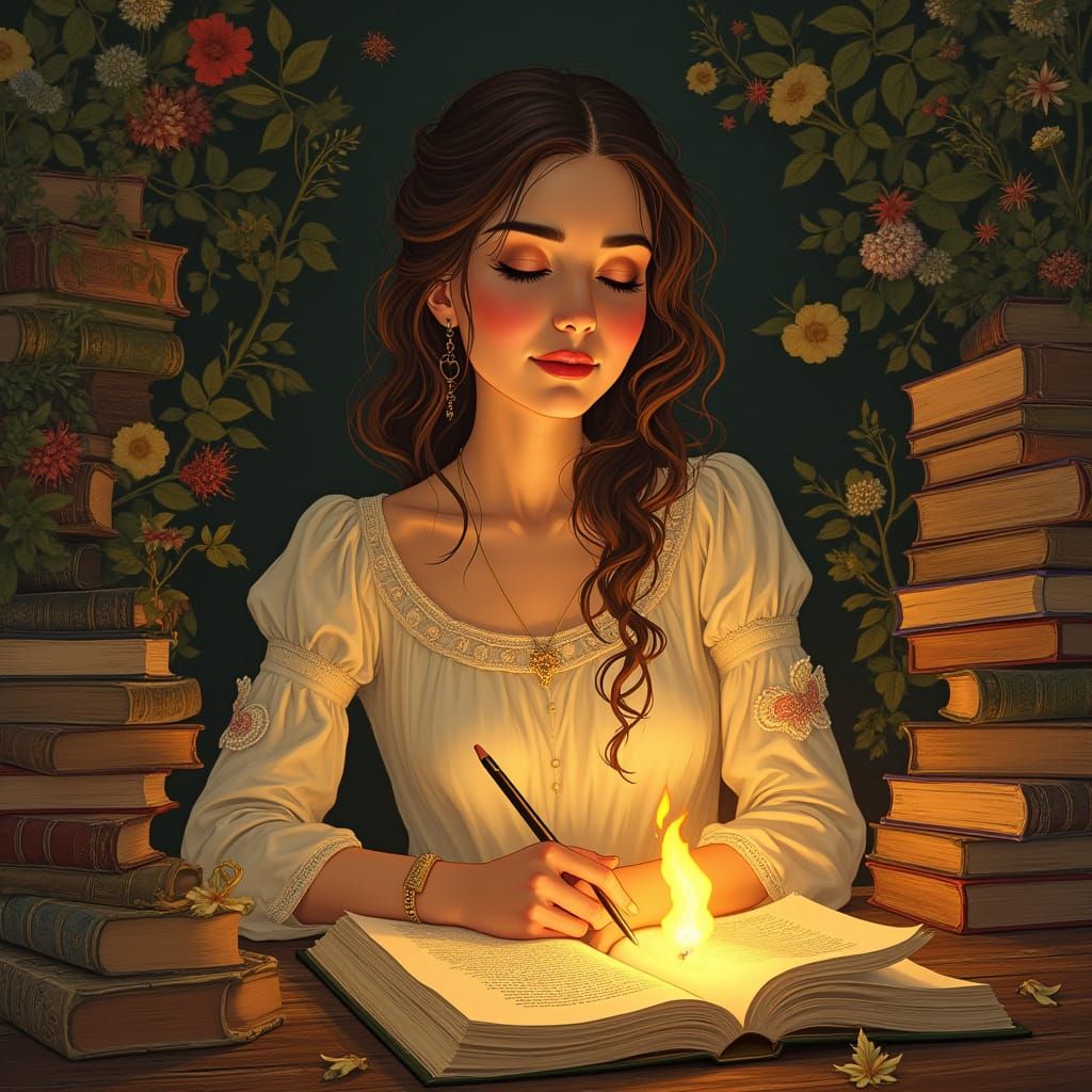 Dreamy Study of a Woman in Art Nouveau Style