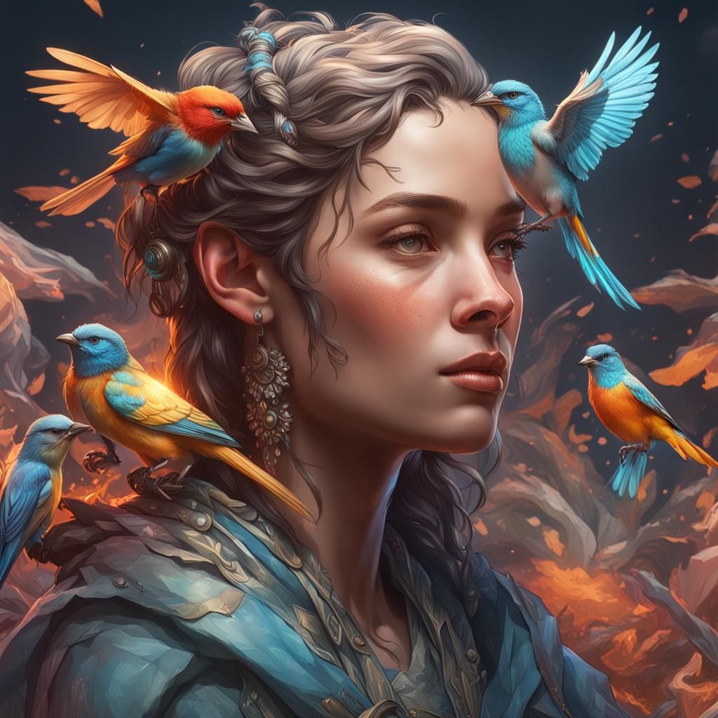 Detailed Bird-Human Hybrid Portrait in Unreal Engine 5