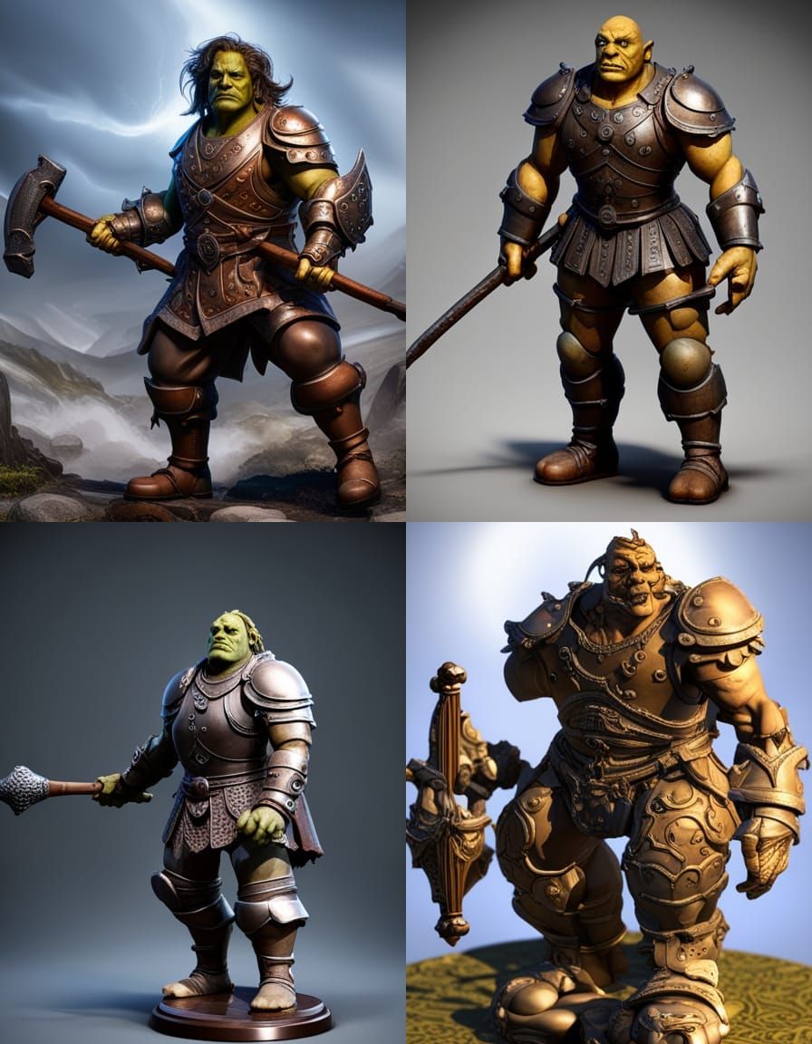 Detailed Ogre Barbarian with Mace in 8K