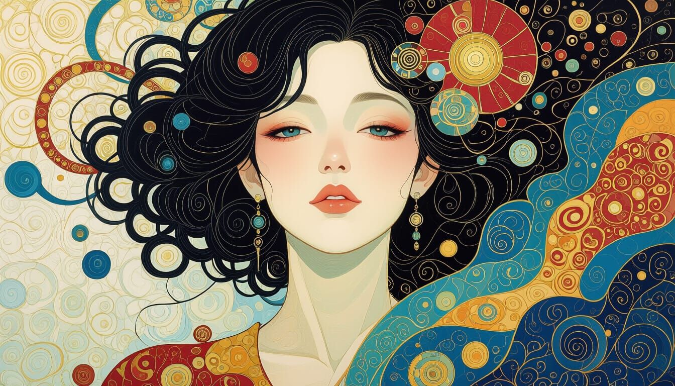 Vast Epic Scene in the Style of Amano and Klimt