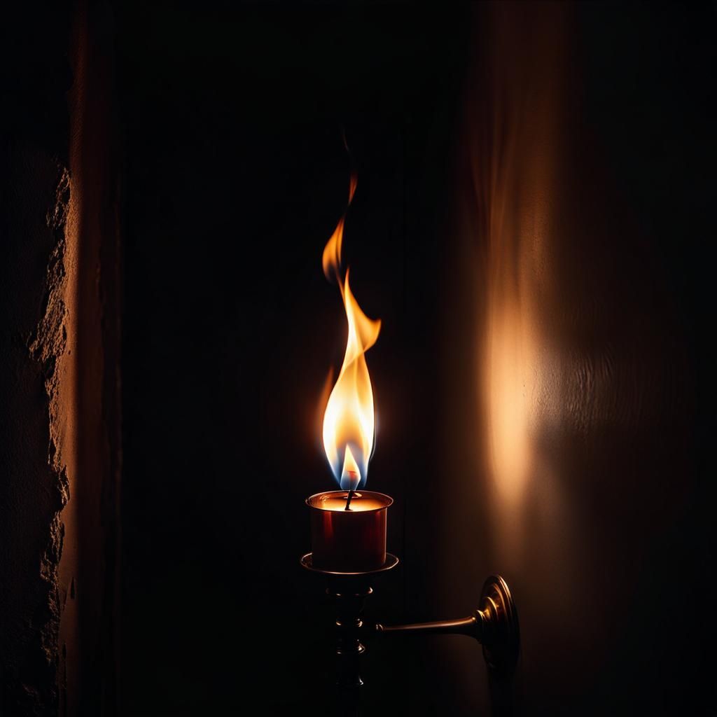 Cinematic Flame Portrait in Dark Room