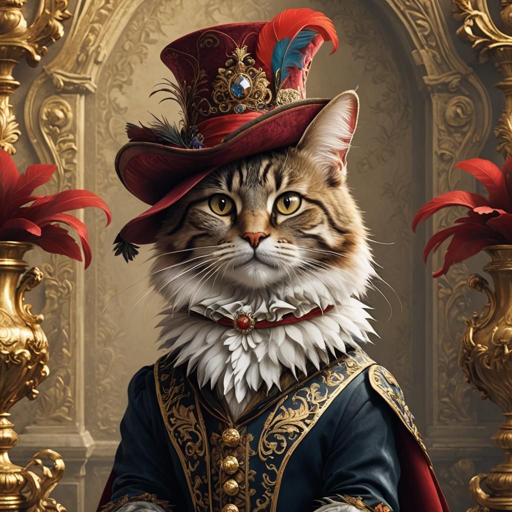 Renaissance Cat Portrait in 3D