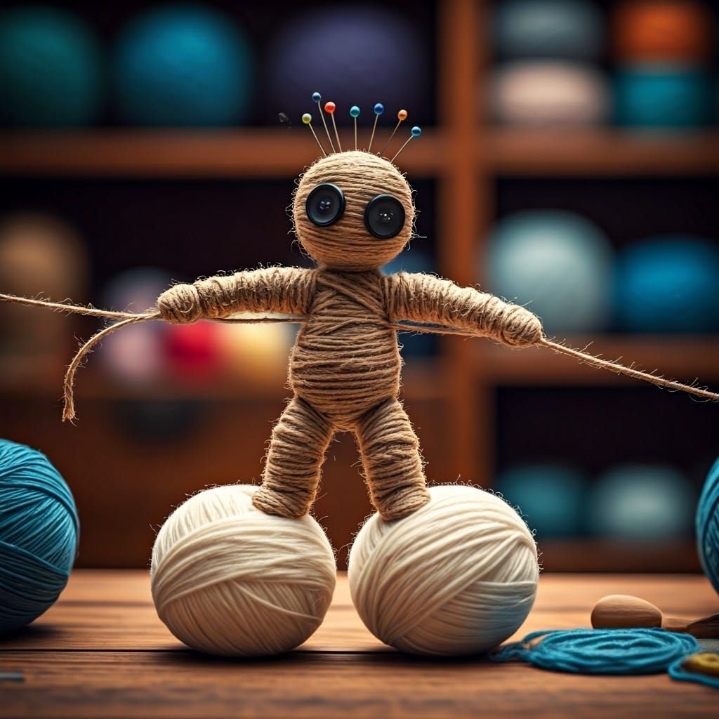 Whimsical Twine Puppet Balancing Act