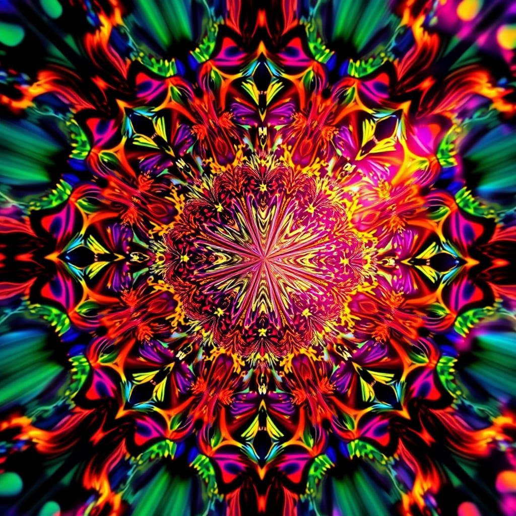 Kaleidoscopic Fractal Aura in Pop Art Style
