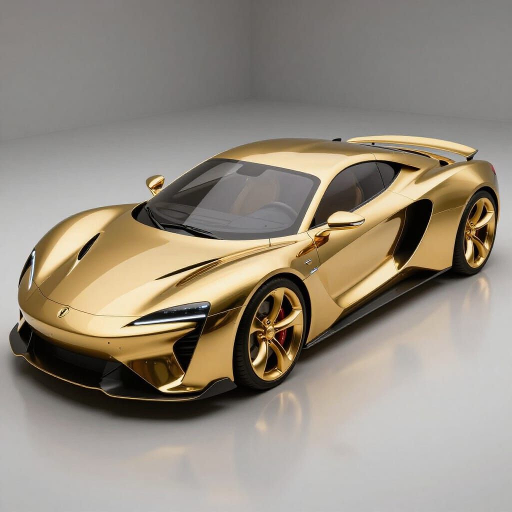 Ultra Luxury Gold Concept Car with Daytona Wheels