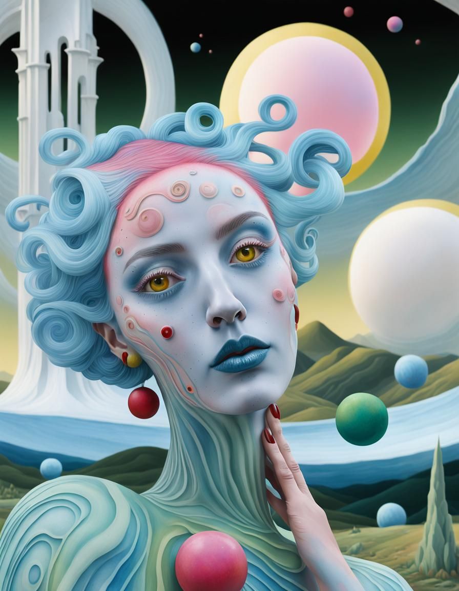 Surreal Fantasy Woman Portrait with Spiral Hair