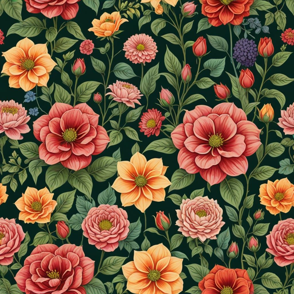 Sensual Figure in Flowered Garden