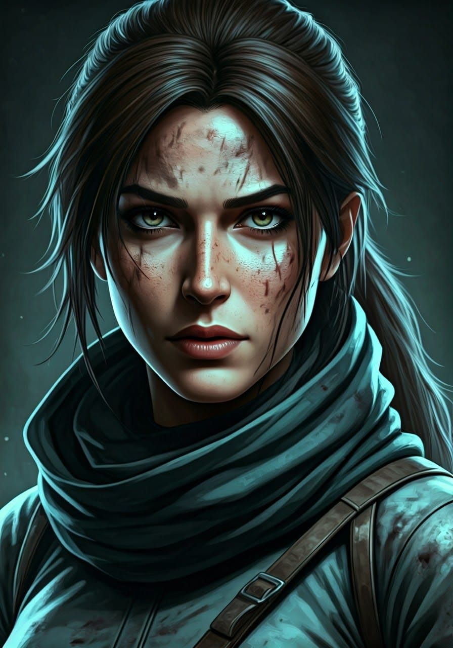 Survivor Lara in Neo-Noir Anime Style