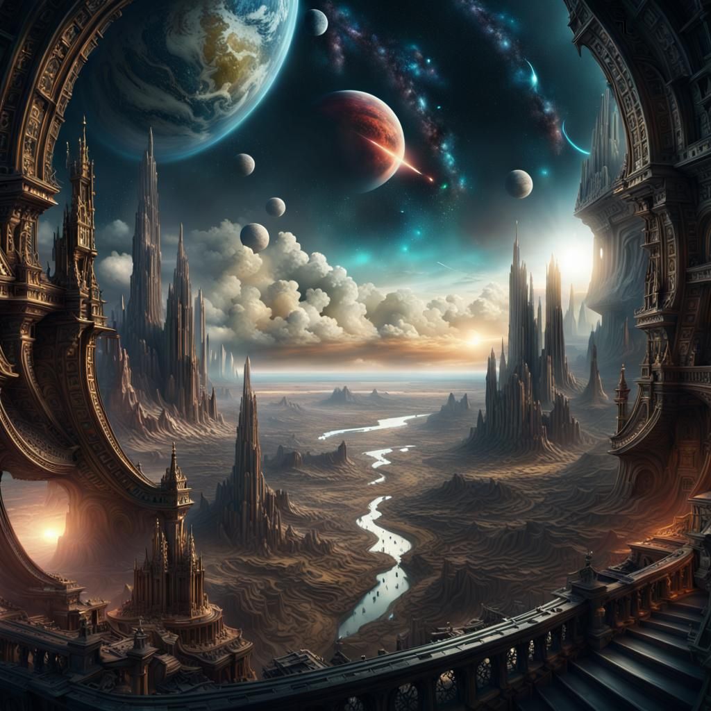 Epic Cinematic Space-Time Digital Matte Painting