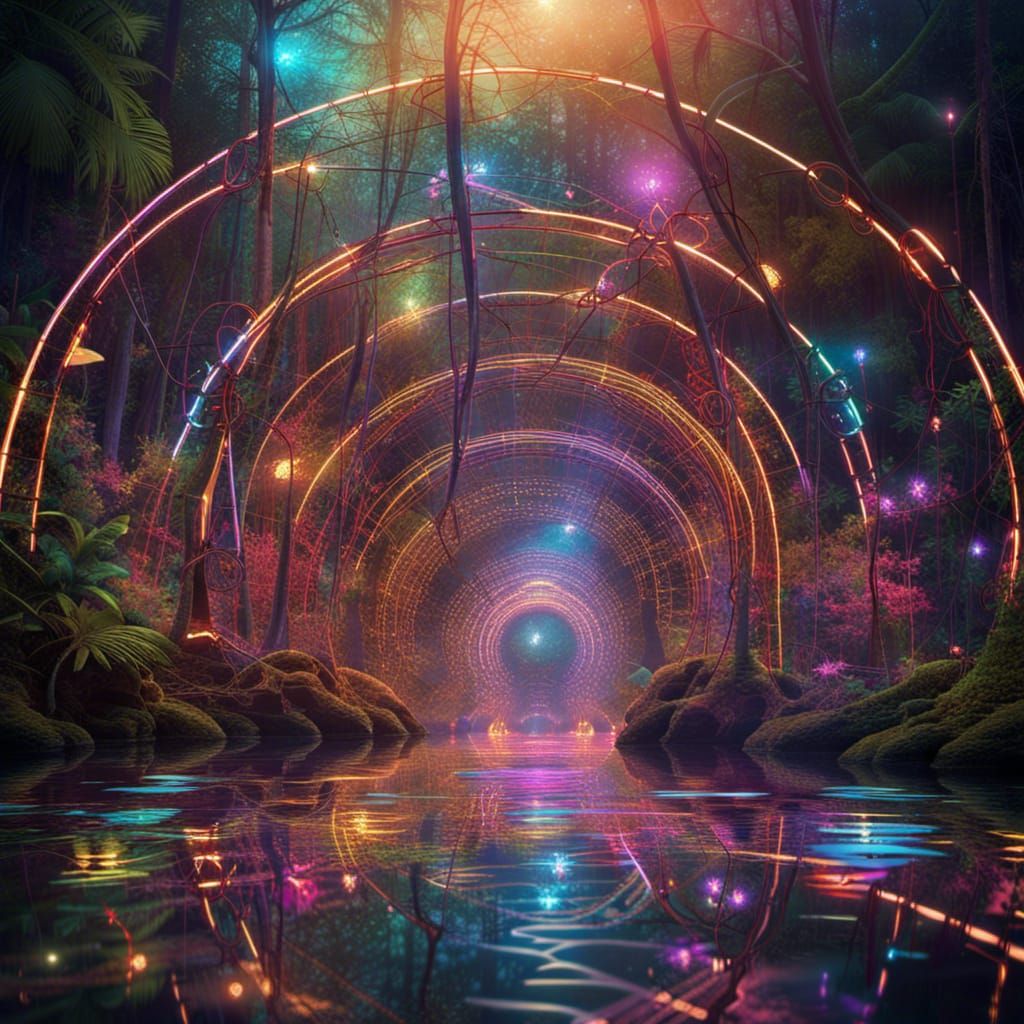 Ethereal Circuit Jungle with Mirrored Hoops