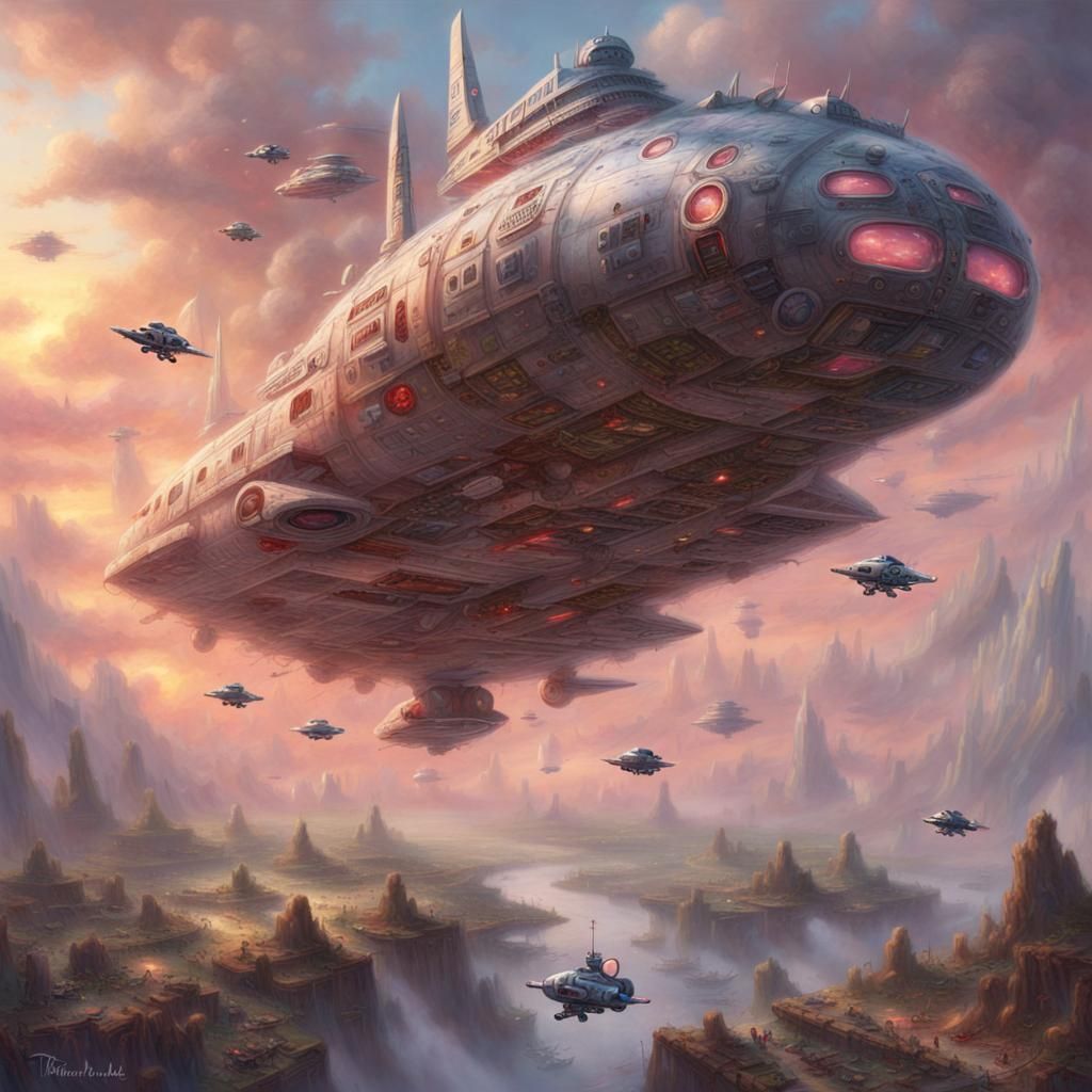 Kitten Spaceship Flies Through War Zone