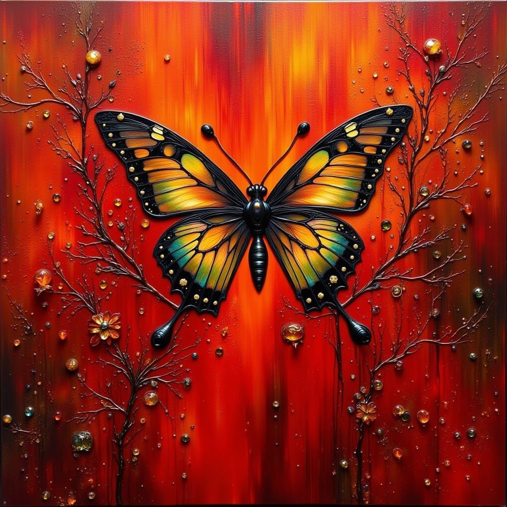 Dark Brick-Red Fae in Cyberpunk Glass