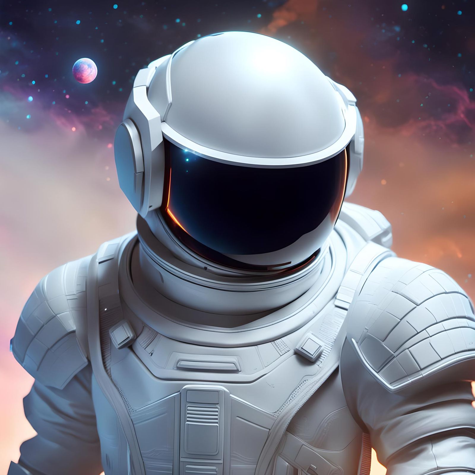 Astronaut in Spacesuit Floating in Deep Space