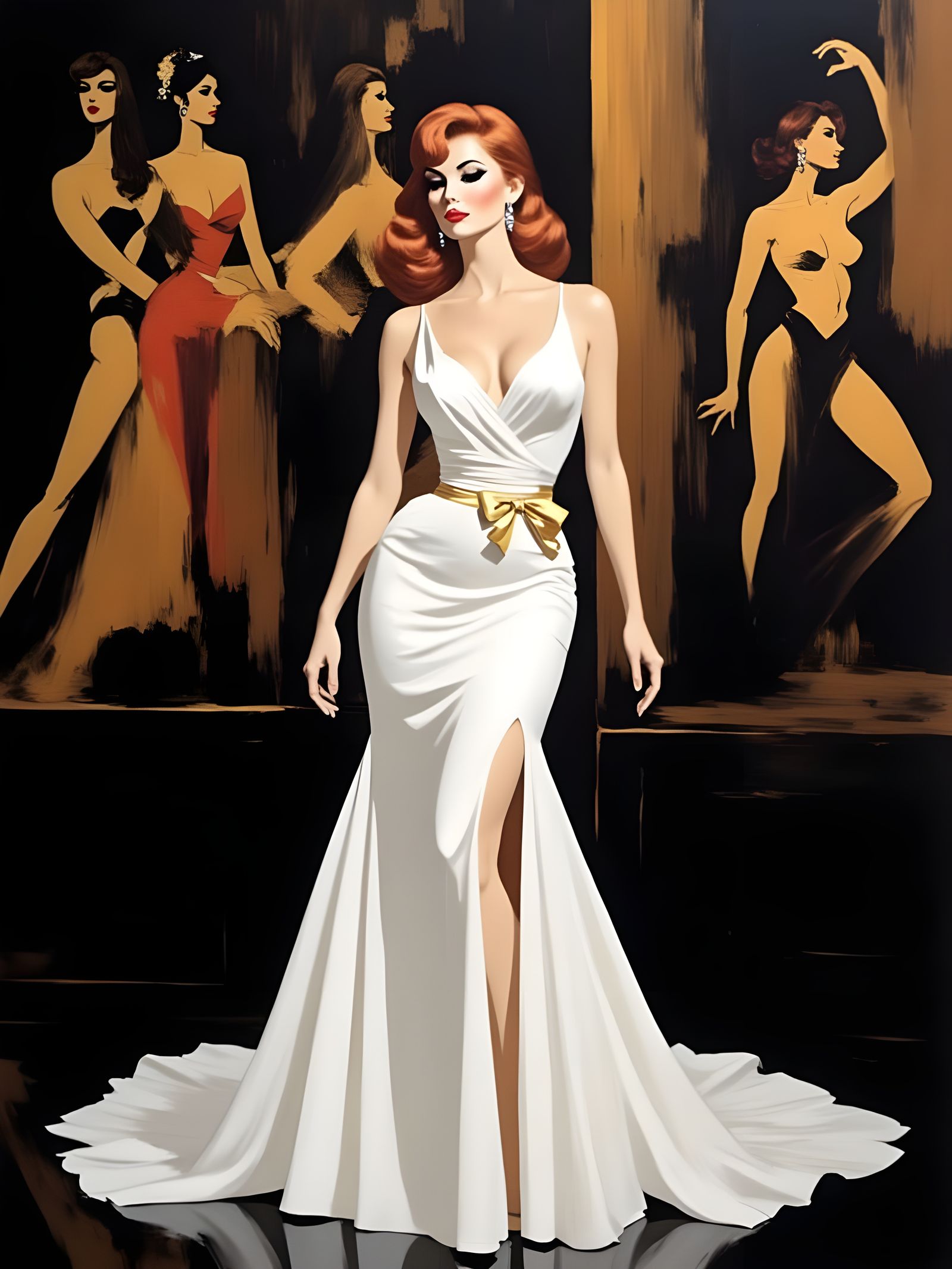 Abstract Art Deco Model in Expressionist Style