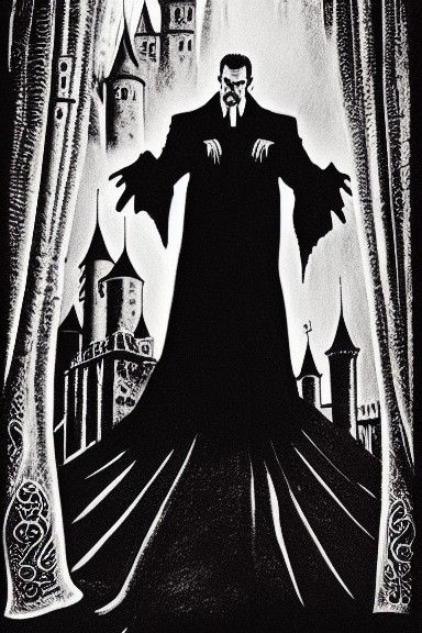 Dracula in His Dark Castle: Gothic Horror Image
