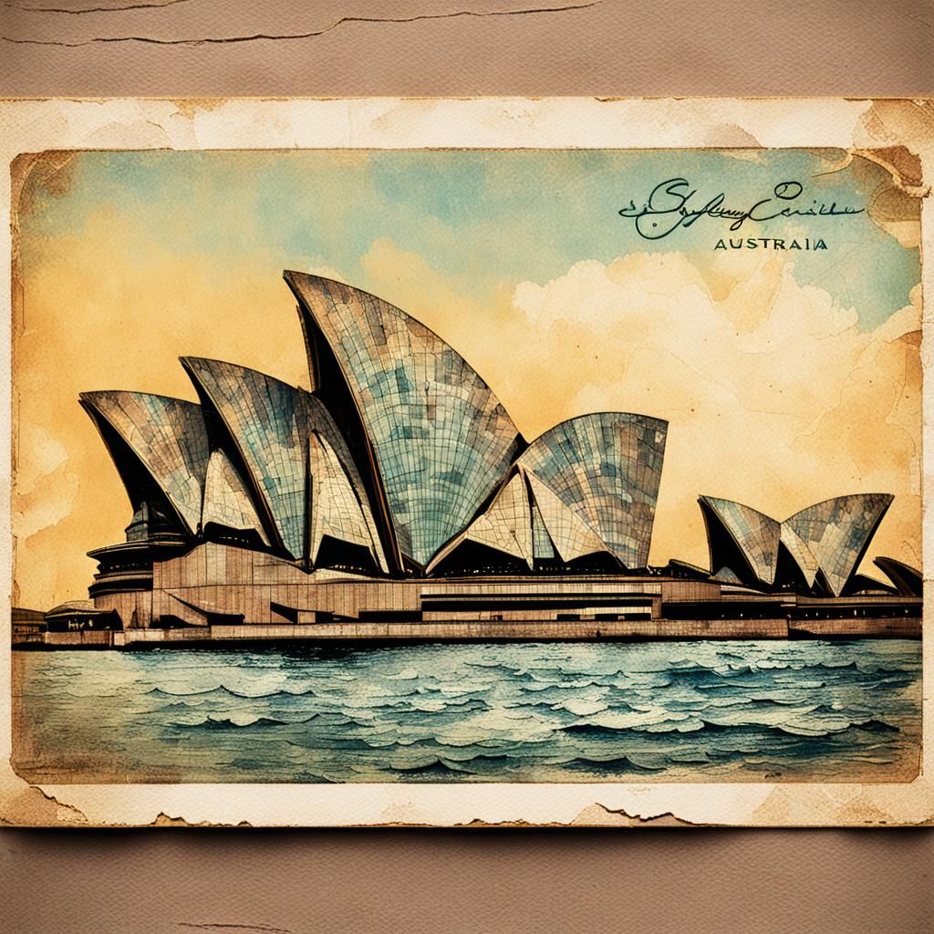 Vintage Postcard of Sydney Opera House