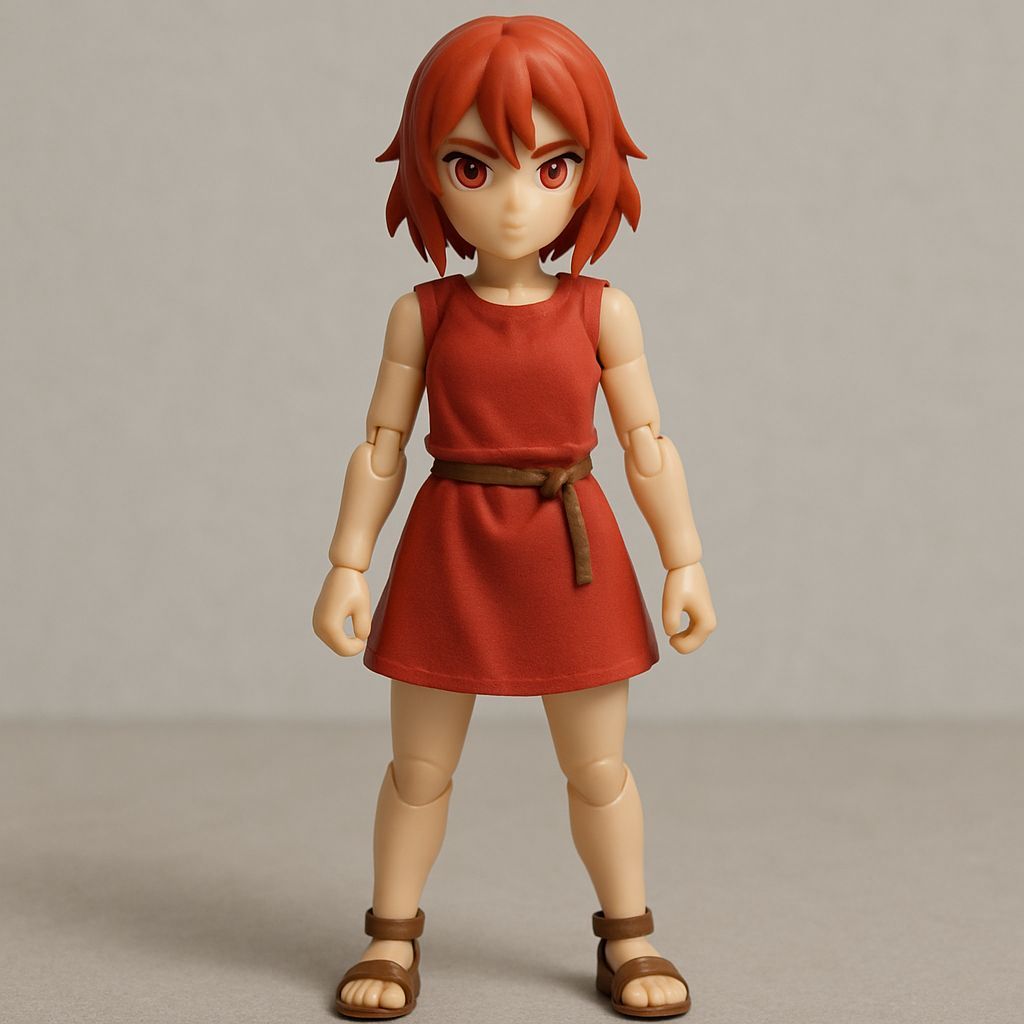 Fiery Heroine Action Figure in Vibrant Red Attire